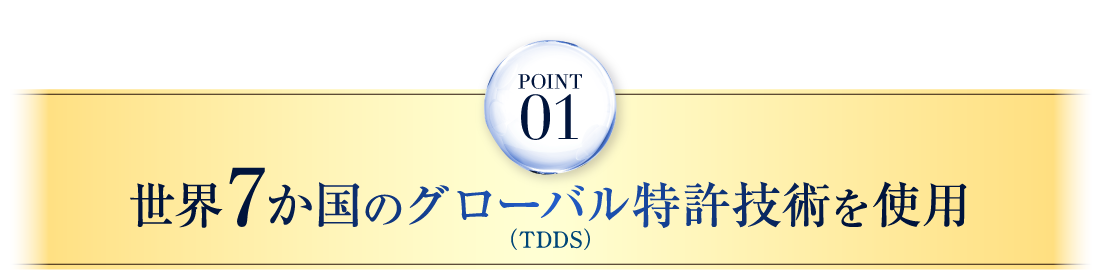 POINT01 世界７か国のグローバル特許（TDDS）技術を使用
