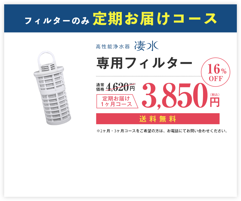 フィルターのみ定期お届け　1ヶ月コース　通常価格から16%OFF！2,750円